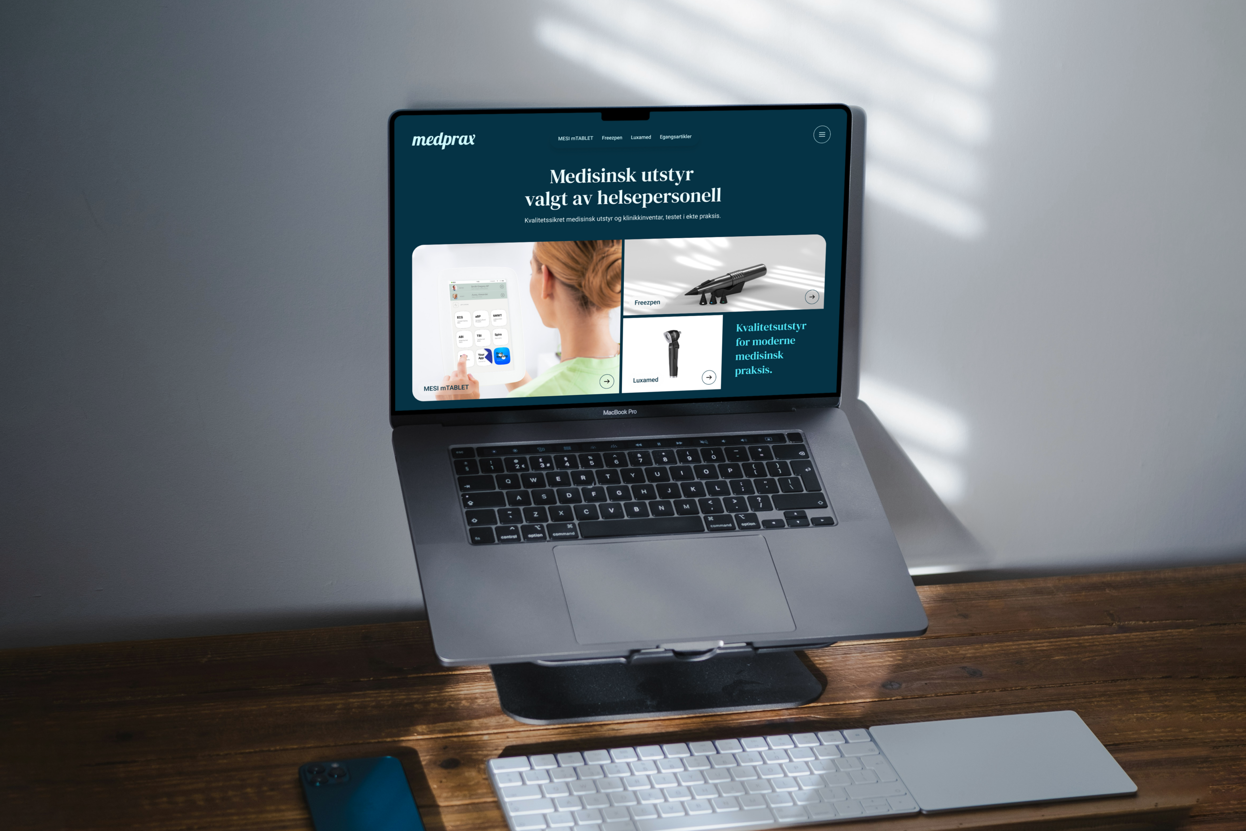 Medprax MacBook Pro on Stand Mockup